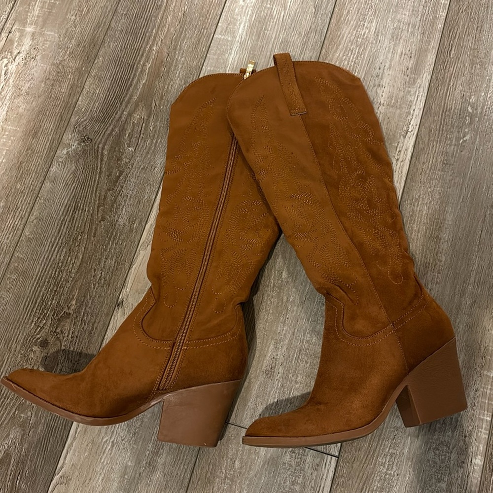 Suede knee high boots